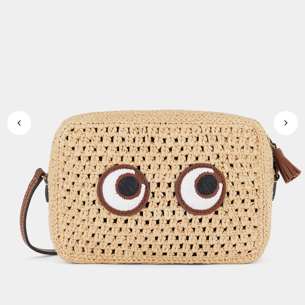 Anya Hindmarch Raffia Eyes Crossbody in Natural